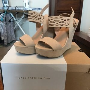 Call It Spring Wedges in Nude/Beige